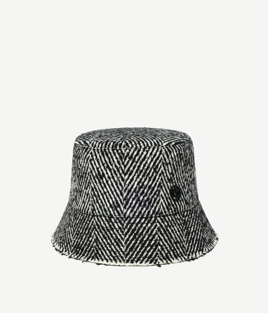 Herringbone-wool Monogram Embellished Bucket Hat PF2023 Black L