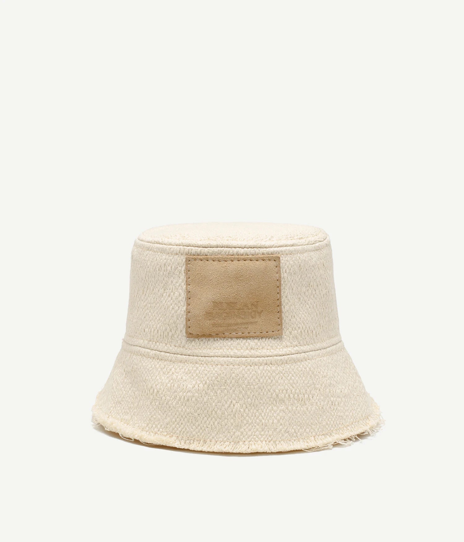 Cotton Bucket Hat Embellished with Suede Logo-Patch Cotton Bucket Hat Embellished with Suede Logo-Patch