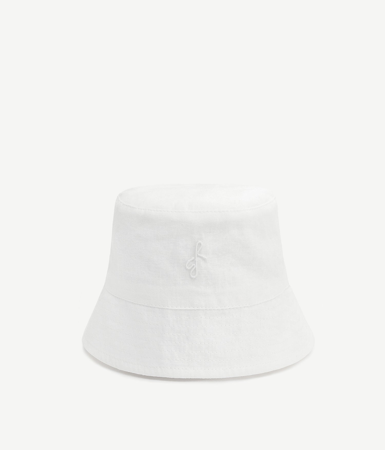 Monogram-Embellished Linen Bucket Hat Monogram-Embellished Linen Bucket Hat