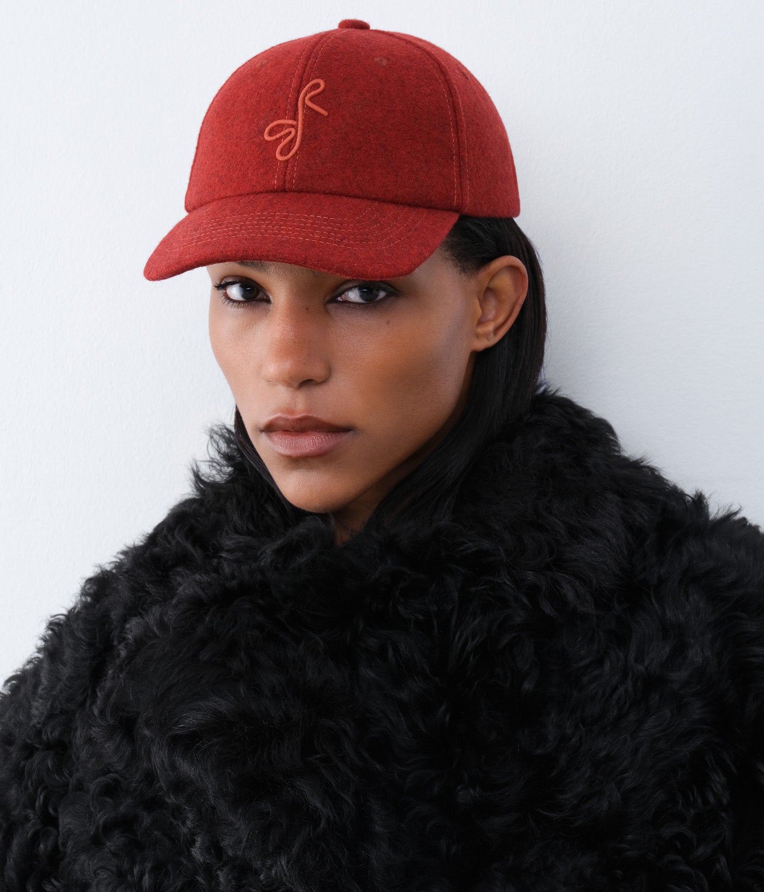 Red Embellished Cap Women main image 3