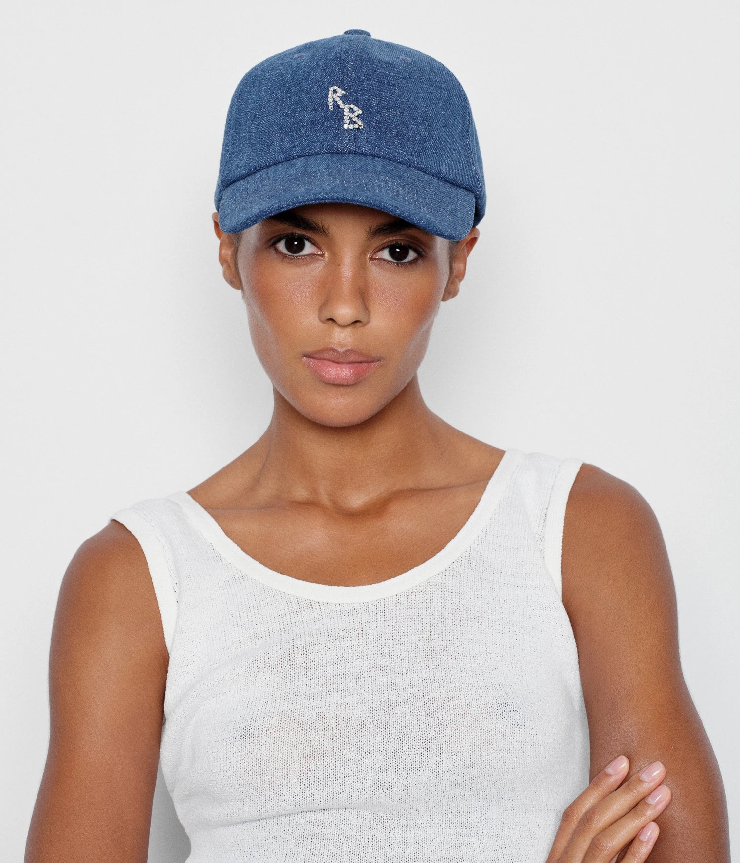 Crystal-embroidered Denim Baseball Cap Crystal-embroidered Denim Baseball Cap