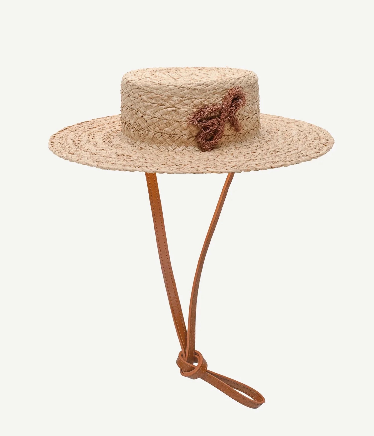Monogram-embellished Straw Boater Hat • Ruslan Baginskiy Hats