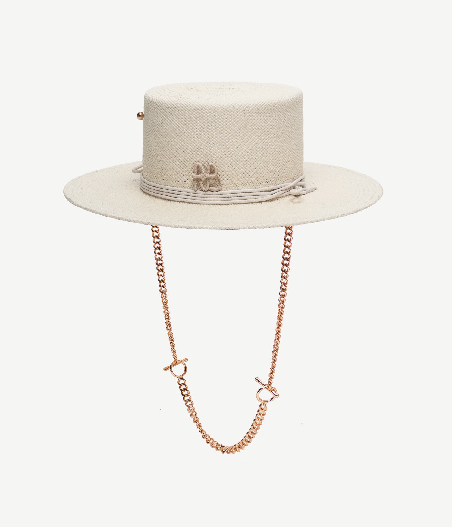 Pierced Chain Strap Canotier Hat Pierced Chain Strap Canotier Hat