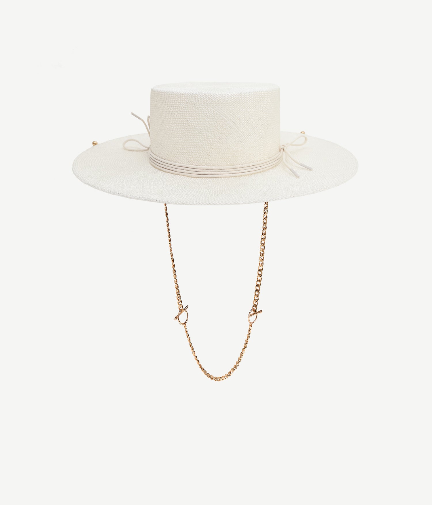 Chain Strap Sisal Canotier Hat