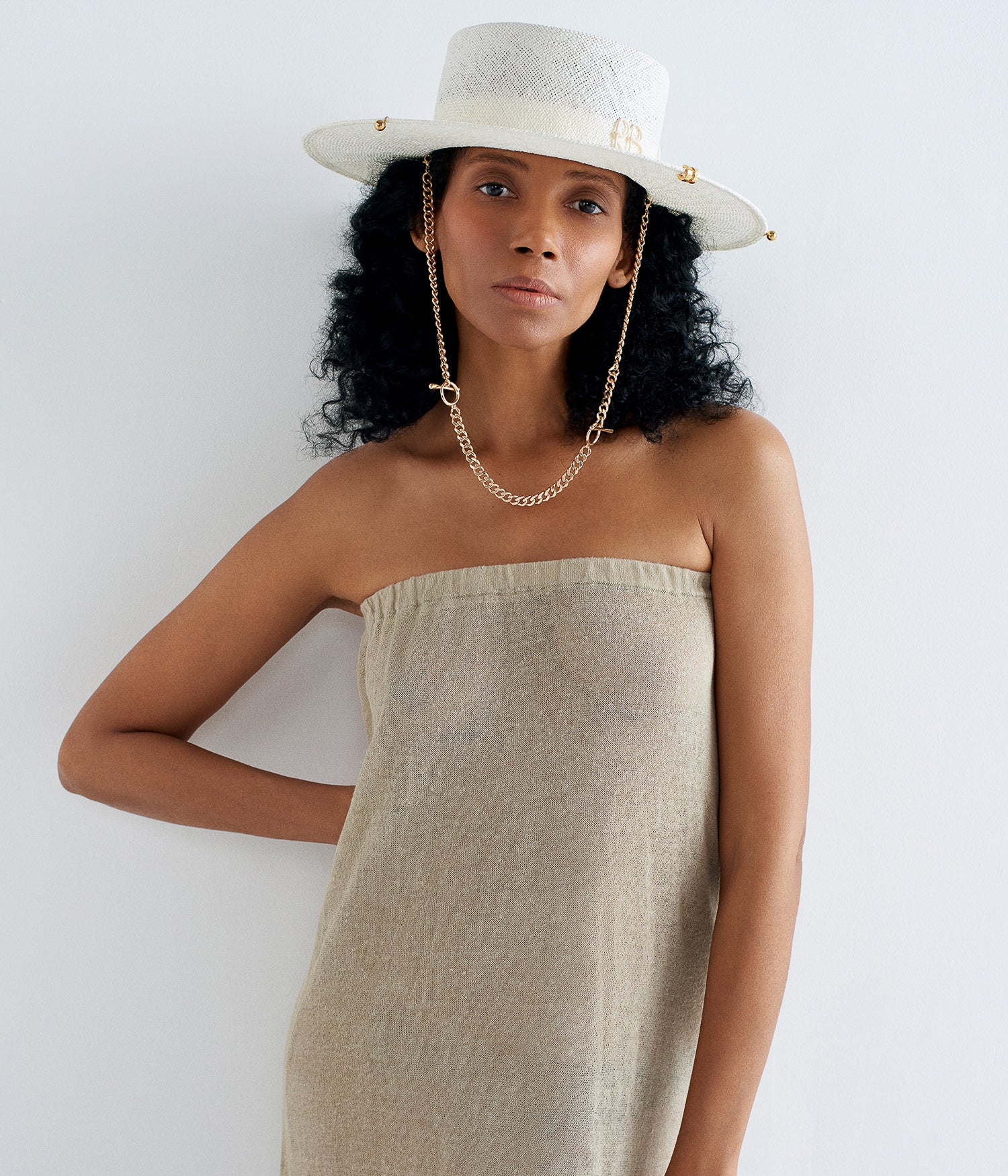 Chain Strap Sisal Canotier Hat Chain Strap Sisal Canotier Hat