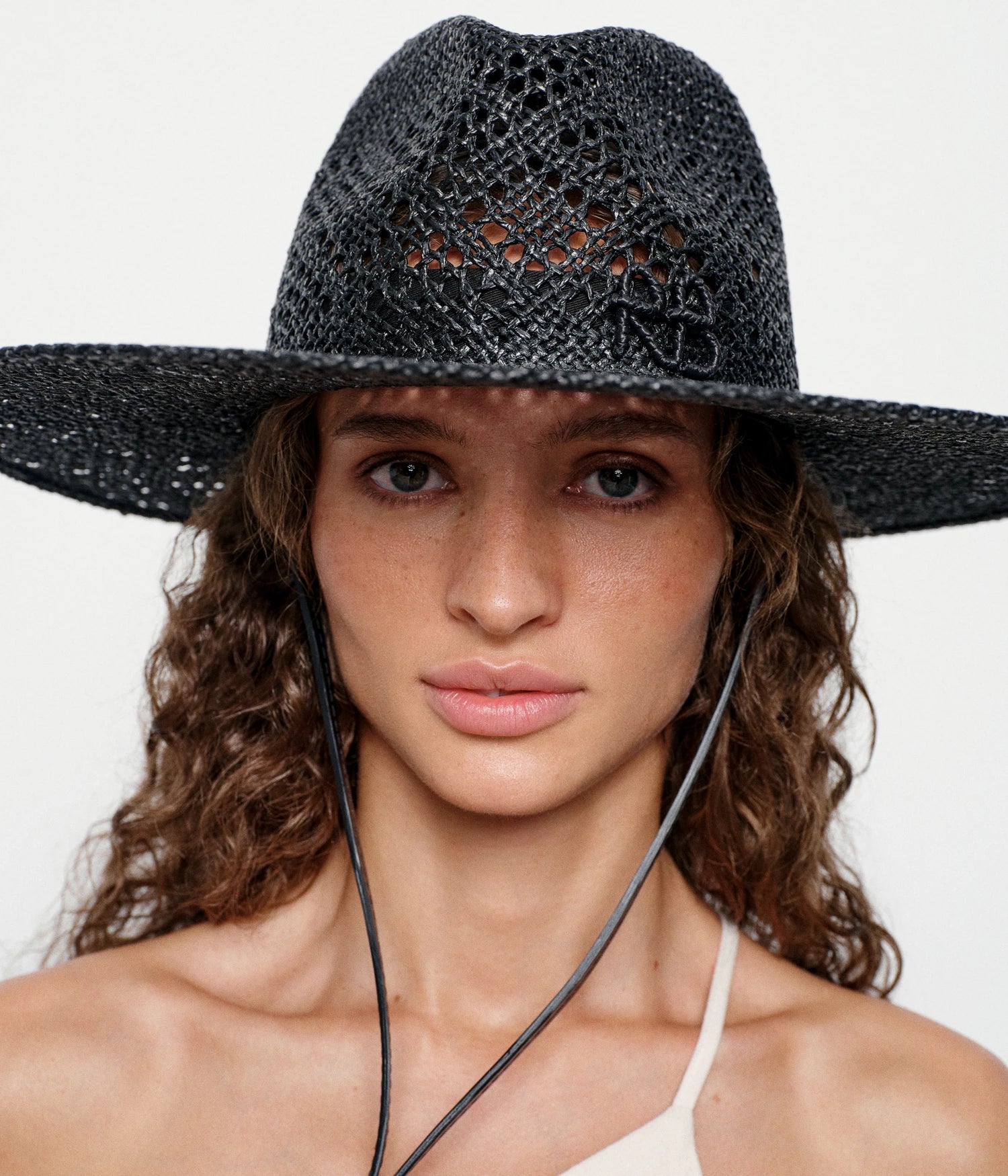 Monogram-embellished Neck Tie & Chin Strap Fedora Hat