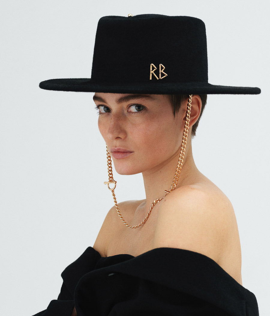 Chain Strap Gambler Hat GMB033-F-PRS-CHA-RB-XS Ruslan Baginskiy Chain Strap Gambler Hat GMB033-F-PRS-CHA-RB-XS Ruslan Baginskiy