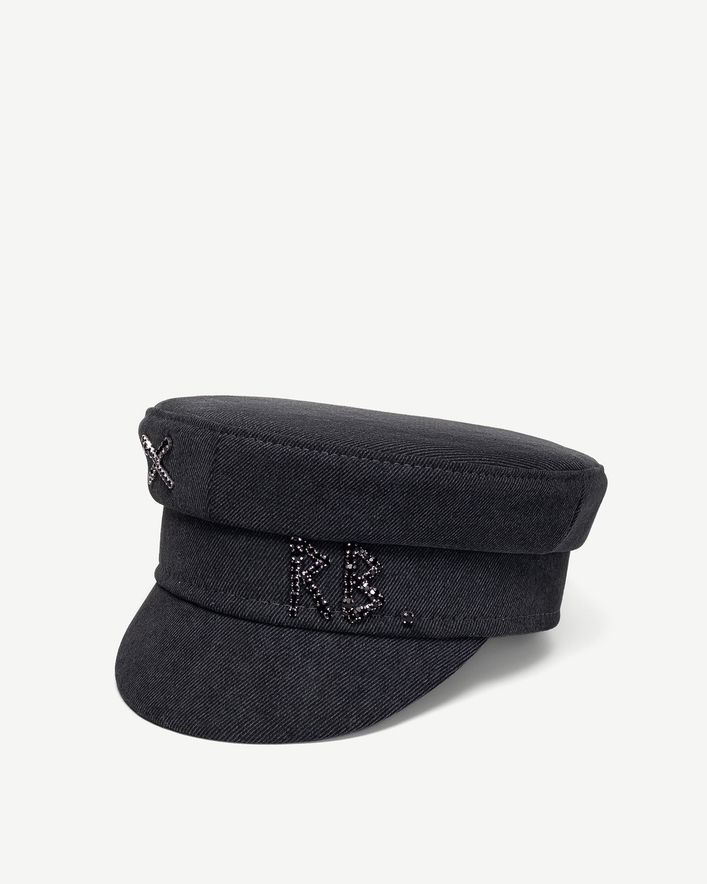 Crystal-embroidered Denim Baker Boy Cap • Ruslan Baginskiy Hats