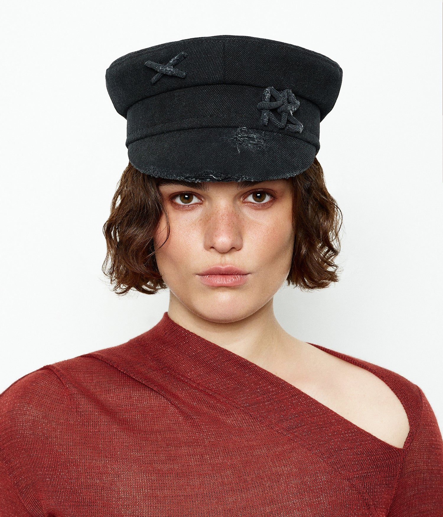 Distressed Denim Baker Boy Cap • Ruslan Baginskiy Hats