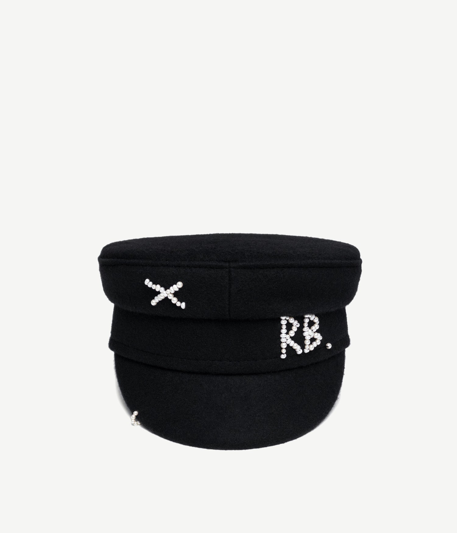 Embellished Black Cap with Pearls PEARL PLEASE EMBELLISHED BRIM HAT – AKIRA main image 3