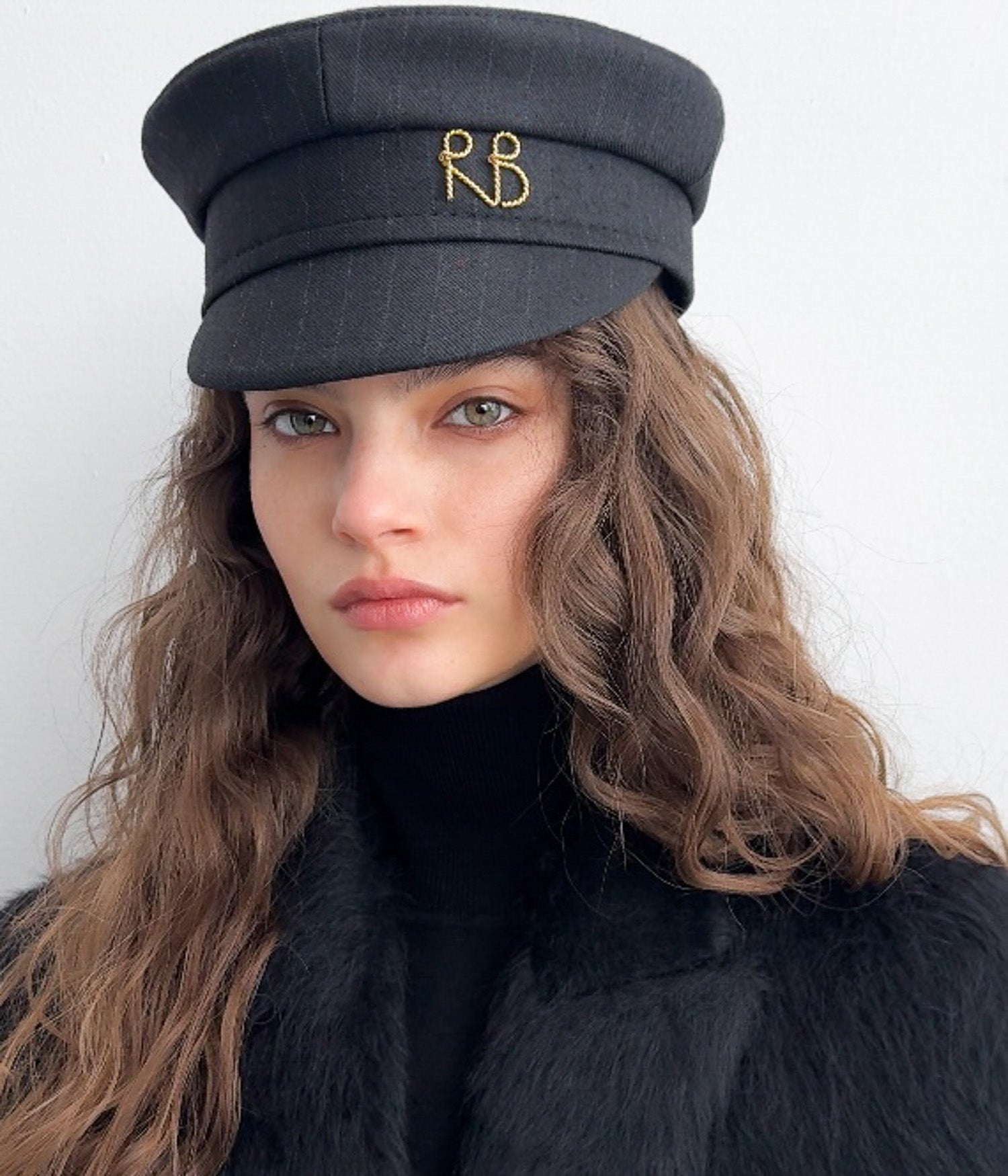 Logo-embellished Stripe-Pattern Baker Boy Cap Logo-embellished Stripe-Pattern Baker Boy Cap