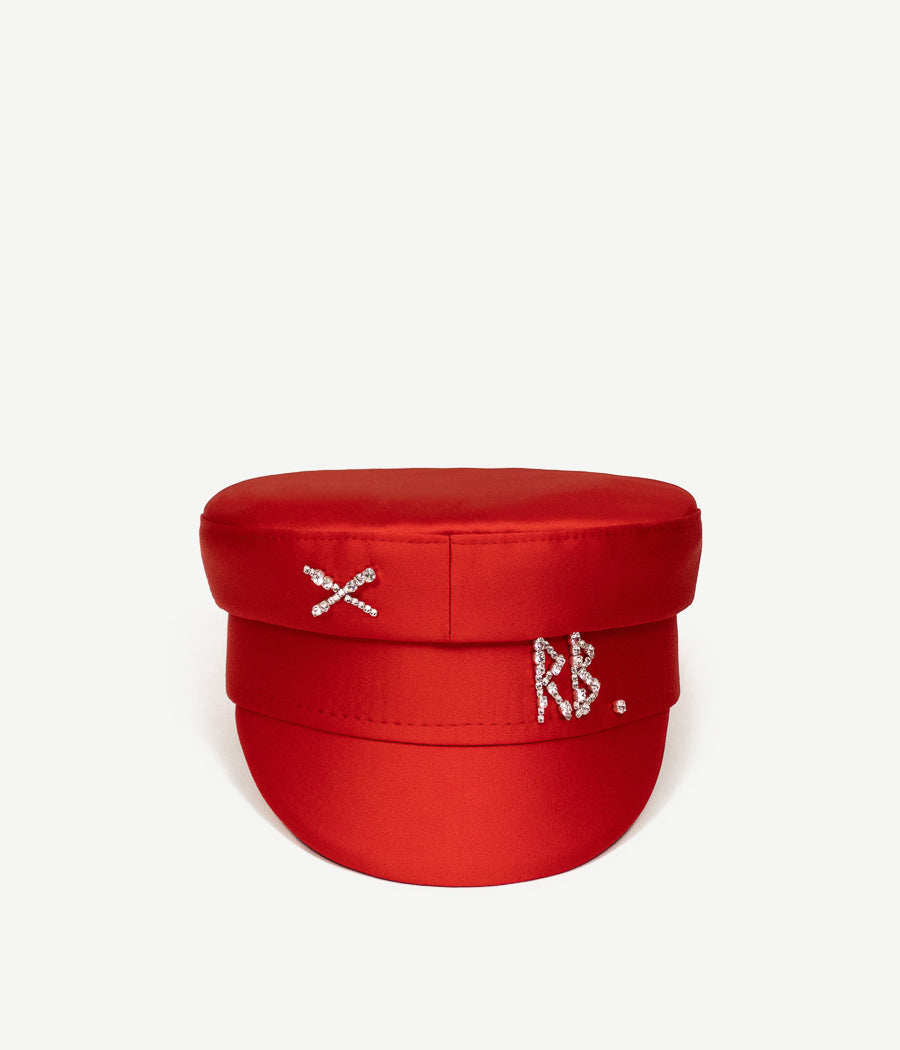 ruslan baginskiy Crystal-embellished Satin Baker Boy Cap FW23-24 KPC034-STN-DMD-XXS ruslan baginskiy Crystal-embellished Satin Baker Boy Cap FW23-24 KPC034-STN-DMD-XXS
