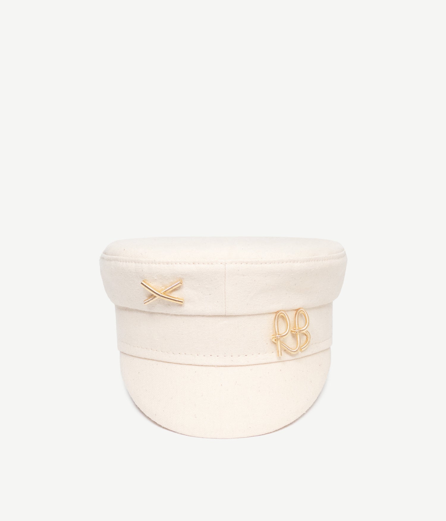 Monogram Embellished Cotton Baker Boy Cap Monogram Embellished Cotton Baker Boy Cap