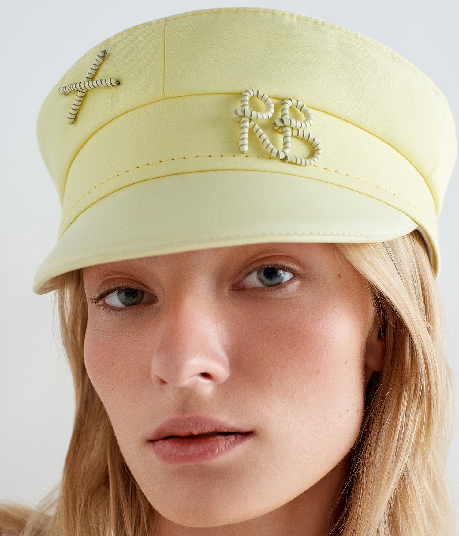 Monogram-embellished Cotton Baker Boy Cap with Leather Visor