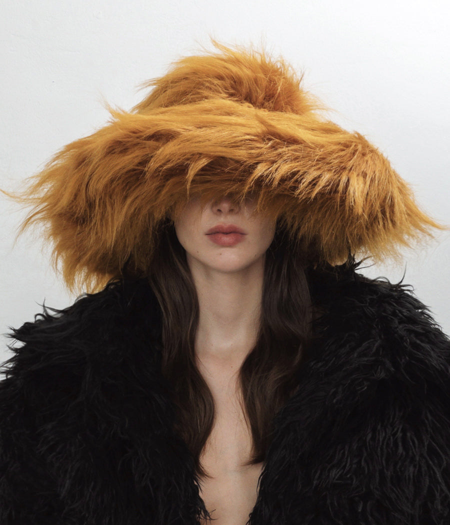 Dark brown faux clearance fur hat