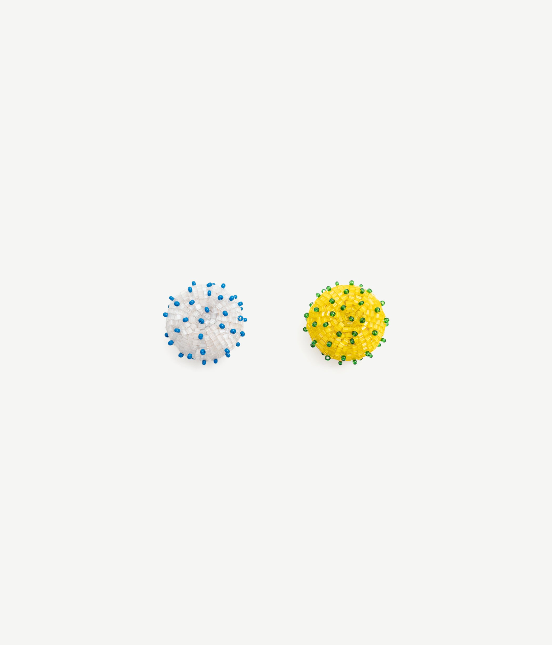 SKARBY White and Yellow Beaded Earrings SKARBY White and Yellow Beaded Earrings
