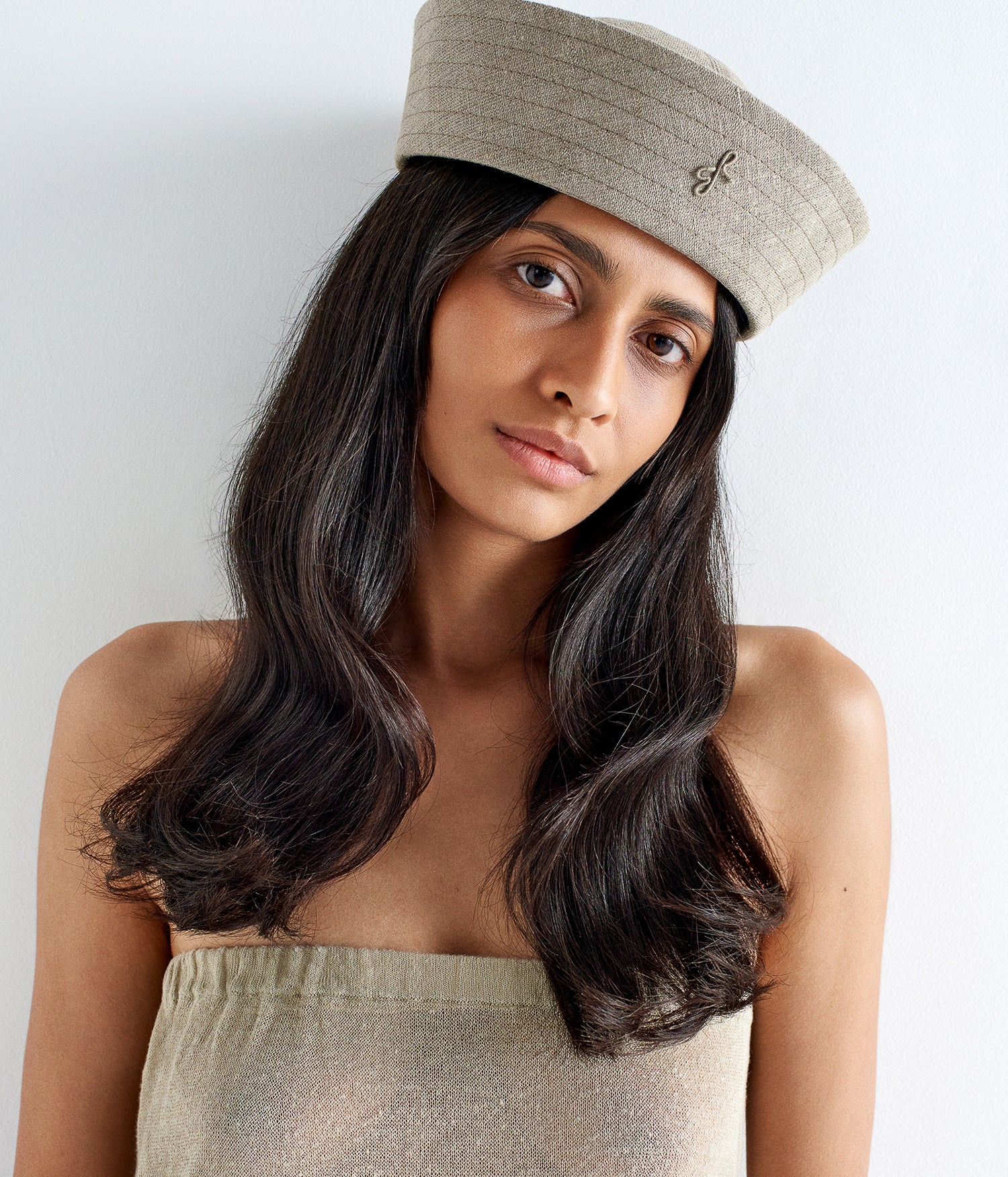 Monogram-embellished Linen Sailor Hat Monogram-embellished Linen Sailor Hat