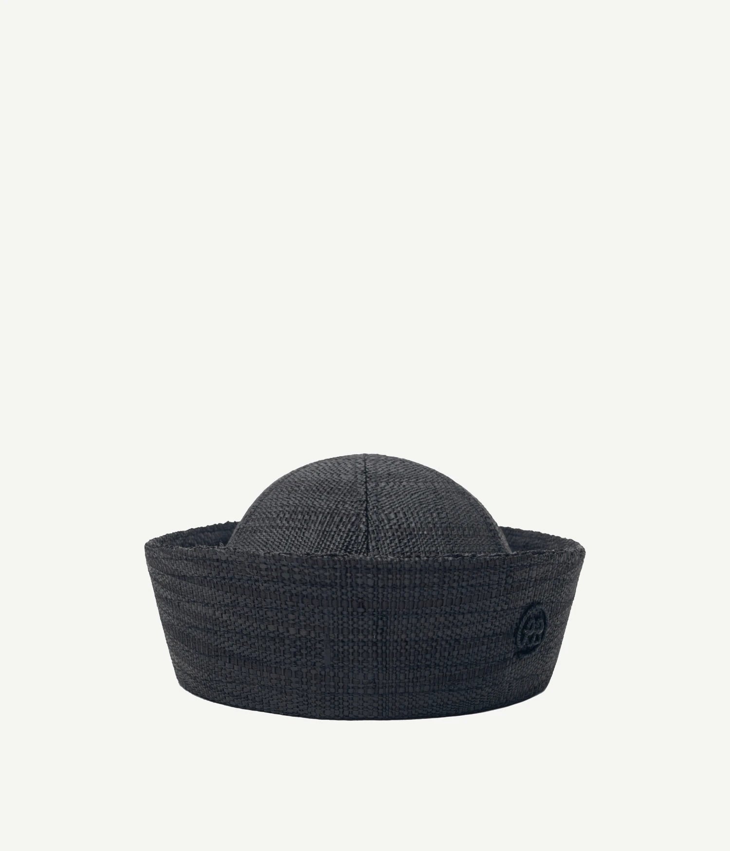 Ruslan Baginskiy Monogram-Embellished Black Wool Canotier Hat | Size L Monogram-embellished Straw Sailor Hat • Ruslan Baginskiy  main image 2