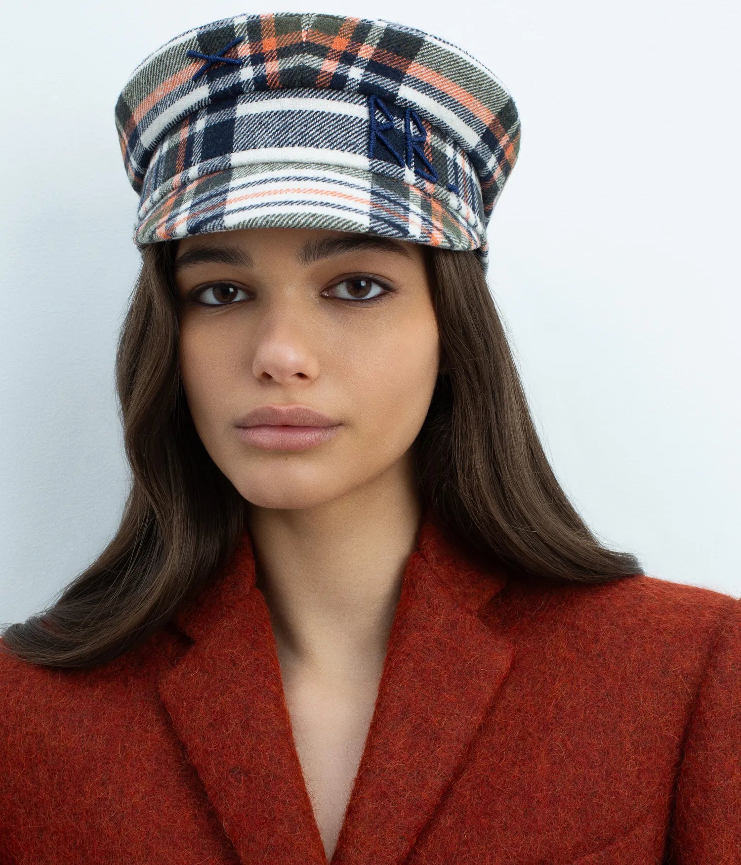 Logo-embellished Plaid Baker Boy Cap Logo-embellished Plaid Baker Boy Cap