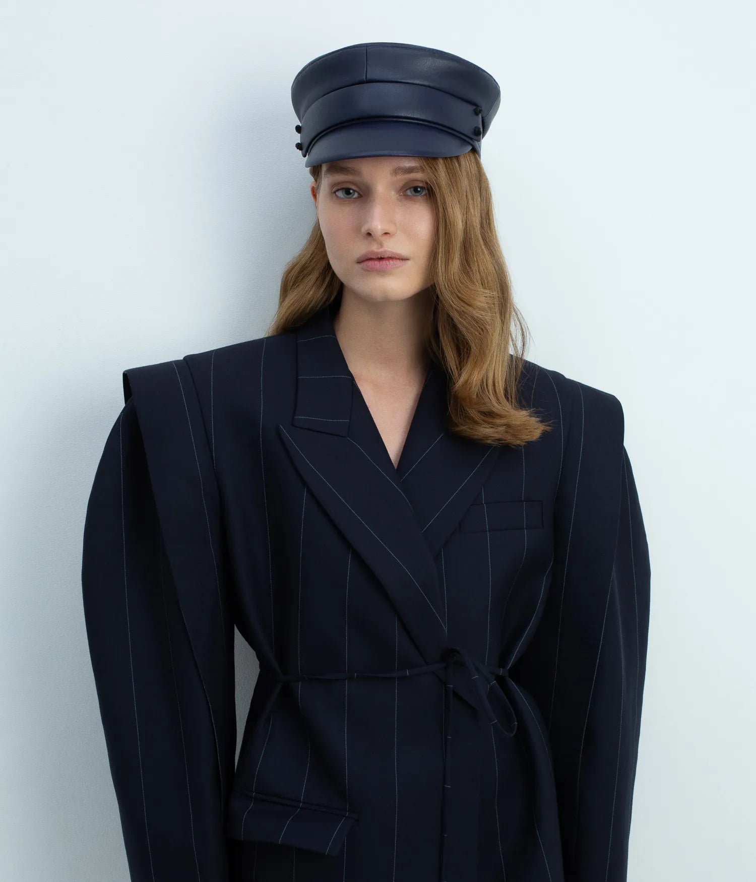 Faux-Leather Belted Baker Boy Cap Faux-Leather Belted Baker Boy Cap