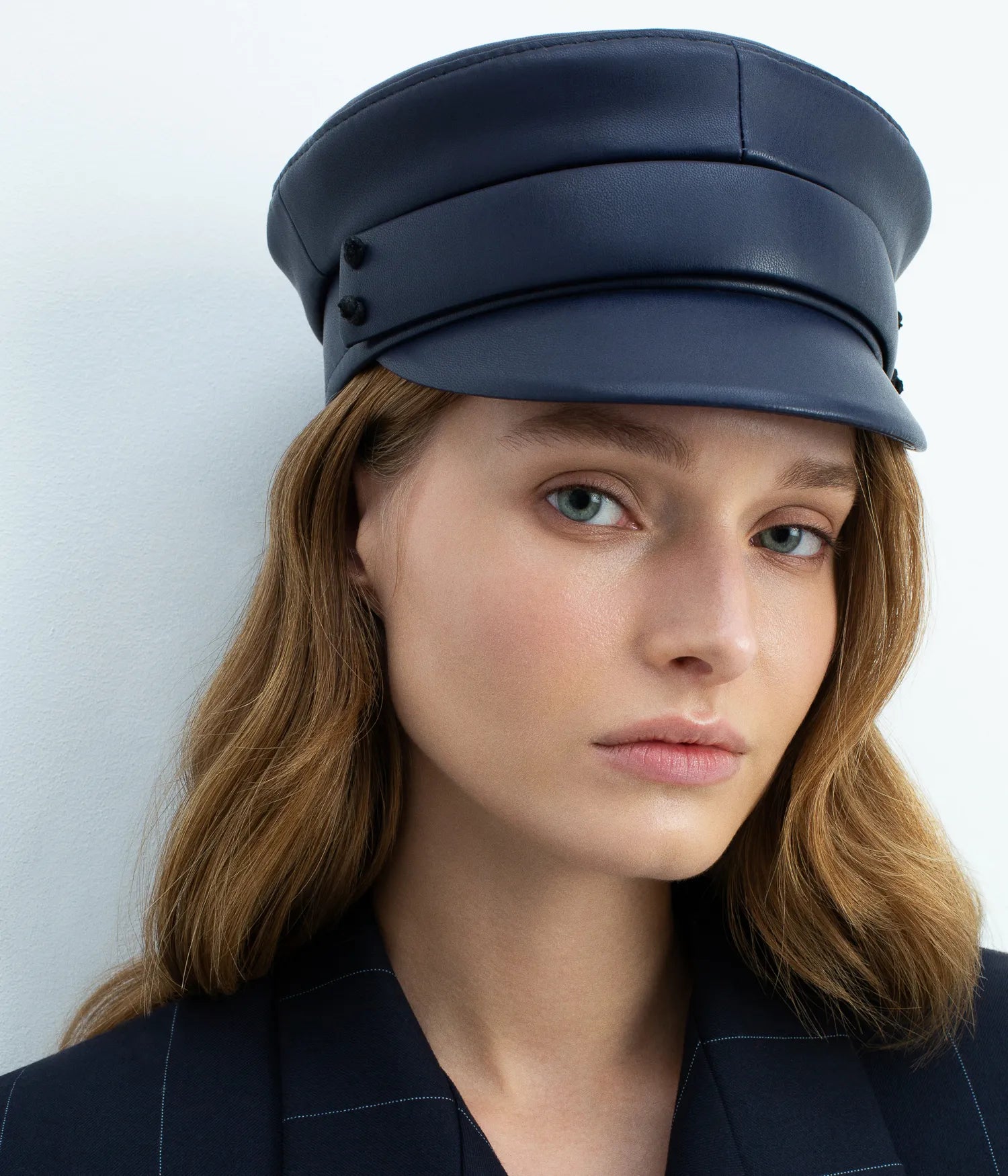 Faux-Leather Belted Baker Boy Cap Faux-Leather Belted Baker Boy Cap