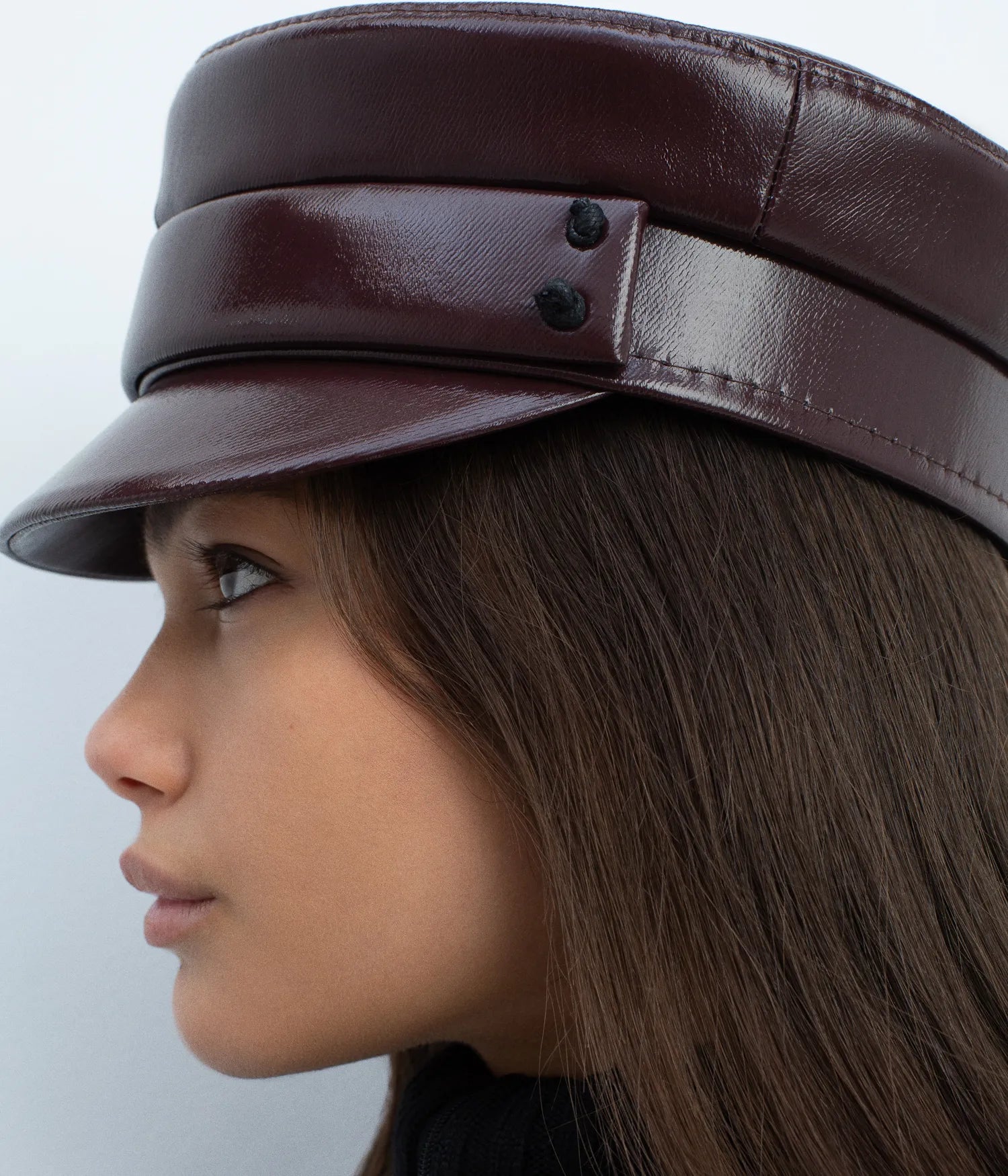 Faux-Leather Belted Baker Boy Cap Faux-Leather Belted Baker Boy Cap