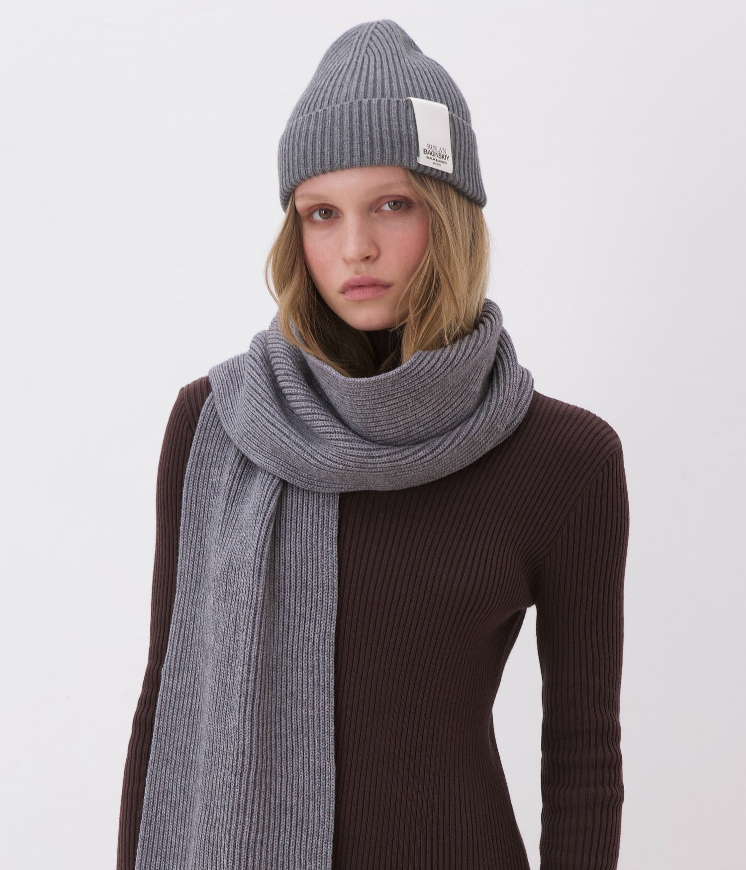 Appliquéd Wool-Blend Scarf Christmas-2023 grey