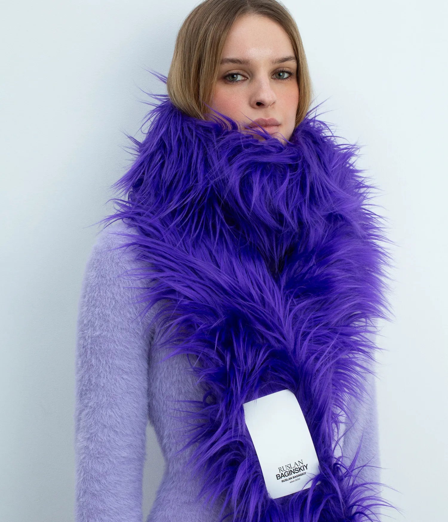 Faux-Fur Logo-Patch Scarf Faux-Fur Logo-Patch Scarf