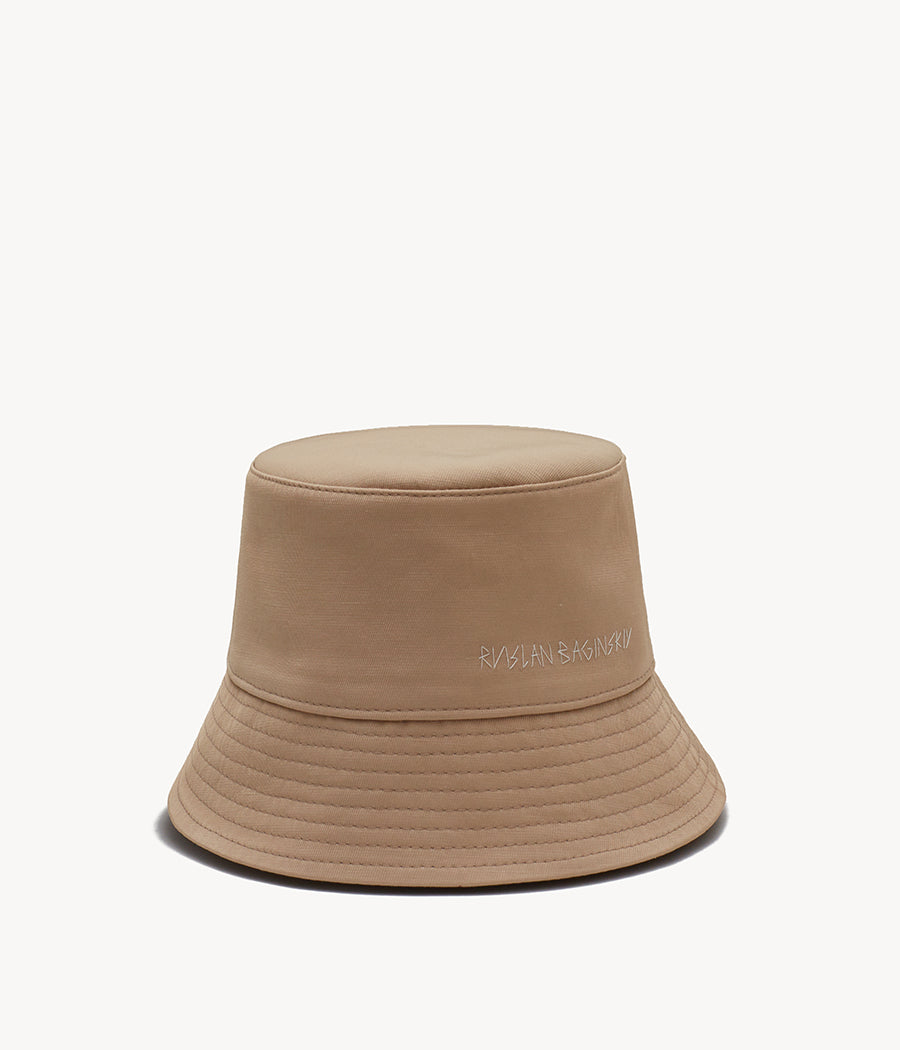 Ruslan Baginskiy logo-print Straw Bucket Hat - Brown