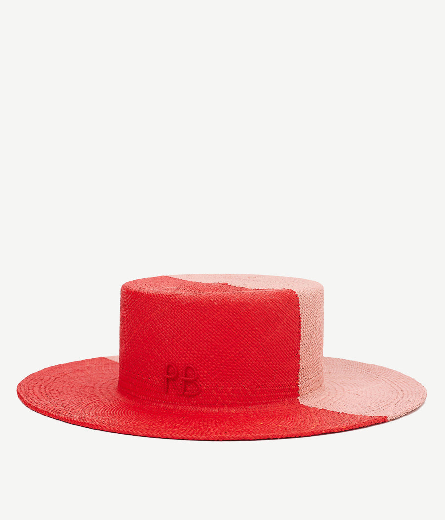 Monogram-embellished Bi-Color Boater Hat