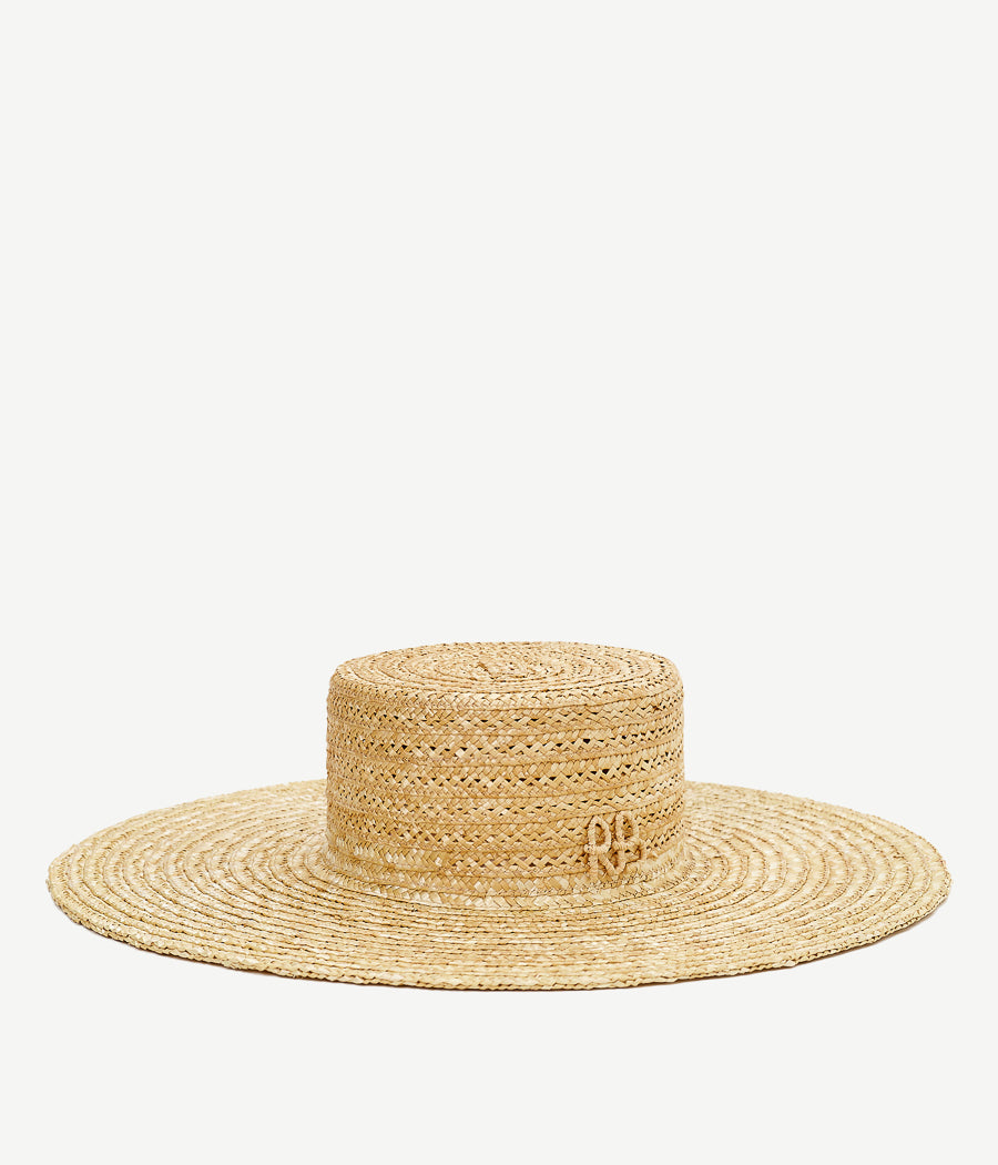 Monogram-embellished Wide-Brim Boater Hat CNT036-STR-SRB-13P Ruslan Baginskiy Monogram-embellished Wide-Brim Boater Hat CNT036-STR-SRB-13P Ruslan Baginskiy