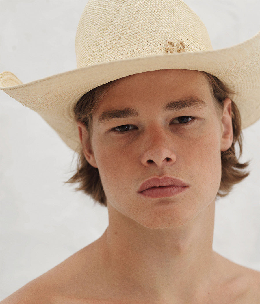 Monogram-embellished Cowboy Hat CWB036-STR-SRB-XS Ruslan Baginskiy Monogram-embellished Cowboy Hat CWB036-STR-SRB-XS Ruslan Baginskiy