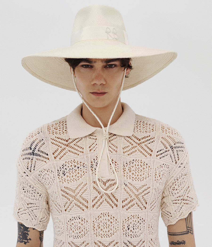 Monogram-embellished Wide Brim Fedora Hat FDR035-STR-BR-WRB-XS Ruslan Baginskiy Monogram-embellished Wide Brim Fedora Hat FDR035-STR-BR-WRB-XS Ruslan Baginskiy