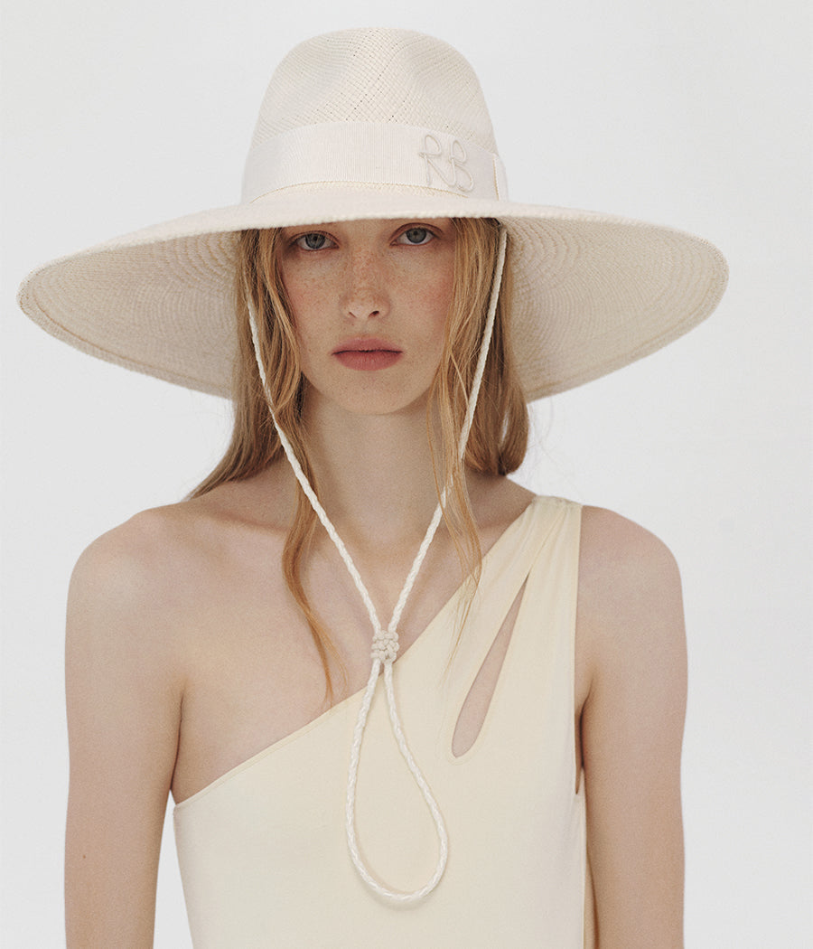 Monogram-embellished Wide Brim Fedora Hat FDR035-STR-BR-WRB-XS Ruslan Baginskiy Monogram-embellished Wide Brim Fedora Hat FDR035-STR-BR-WRB-XS Ruslan Baginskiy