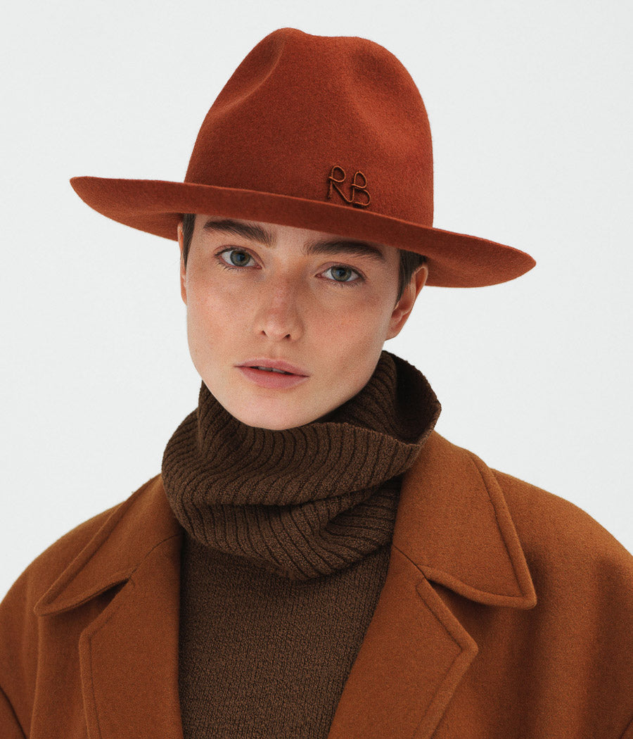Monogram-embellished Fedora Hat • Ruslan Baginskiy Hats
