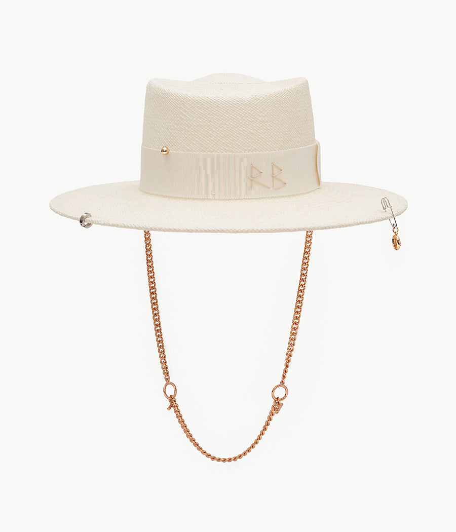Chain Strap Straw Gambler Hat GMB035-STR-PRS-CHA-XS Ruslan Baginskiy Chain Strap Straw Gambler Hat GMB035-STR-PRS-CHA-XS Ruslan Baginskiy