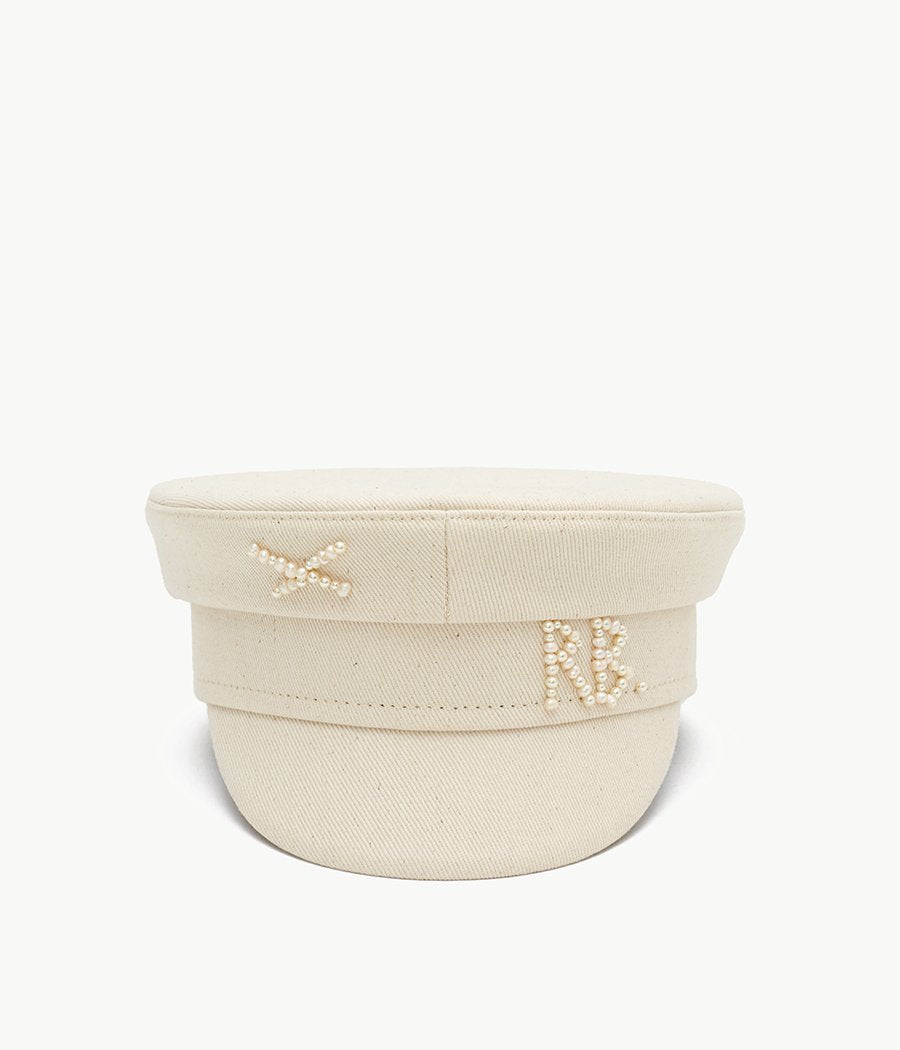 Pearls-embellished Baker Boy Cap KPC035-C-PRL-XXS Ruslan Baginskiy Pearls-embellished Baker Boy Cap KPC035-C-PRL-XXS Ruslan Baginskiy