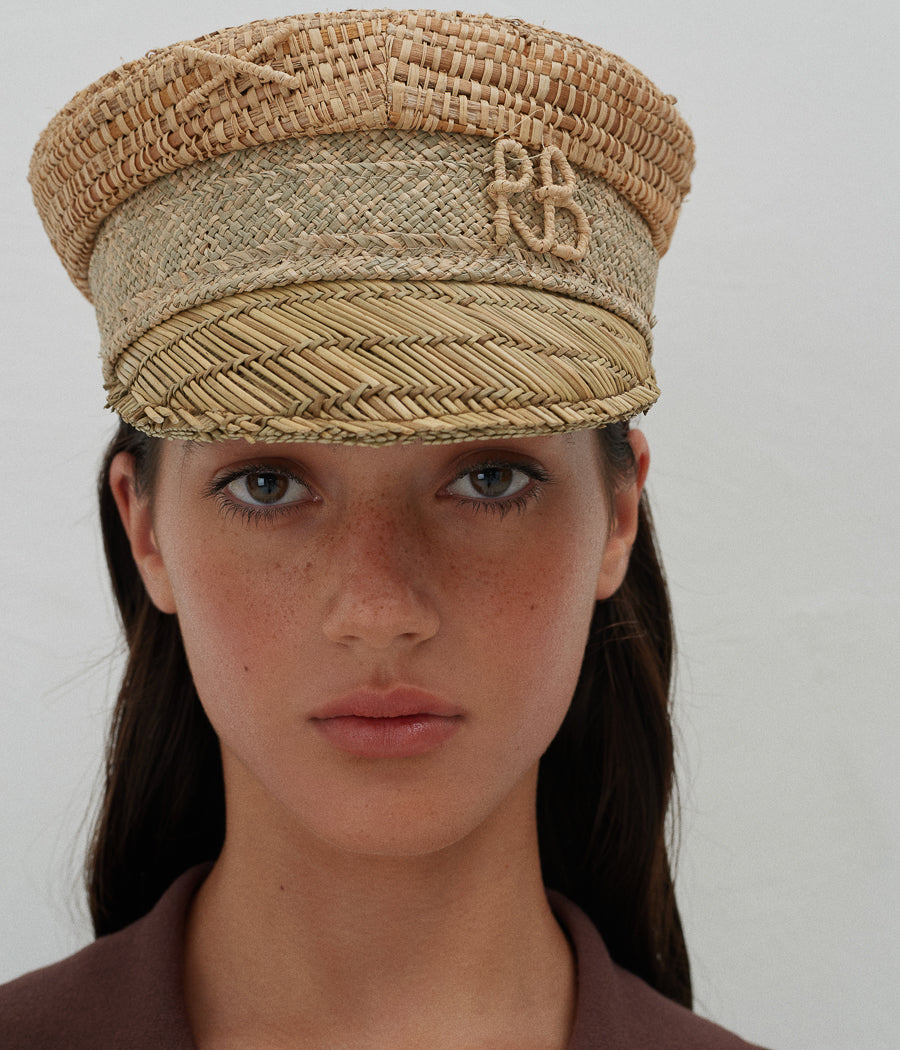 Monogram-embellished Baker Boy Cap KPC036/09/010-3STR-BHR-SRB-XXS Ruslan Baginskiy Monogram-embellished Baker Boy Cap KPC036/09/010-3STR-BHR-SRB-XXS Ruslan Baginskiy