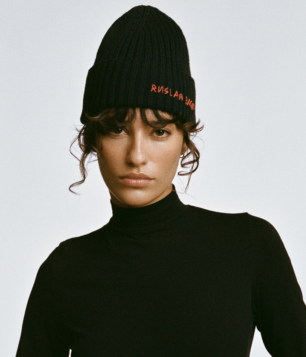 Ruslan Baginskiy Monogram-Embellished Black Wool Canotier Hat | Size L Ruslan Baginskiy monogram-embellished Canotier Hat | Black  main image 4