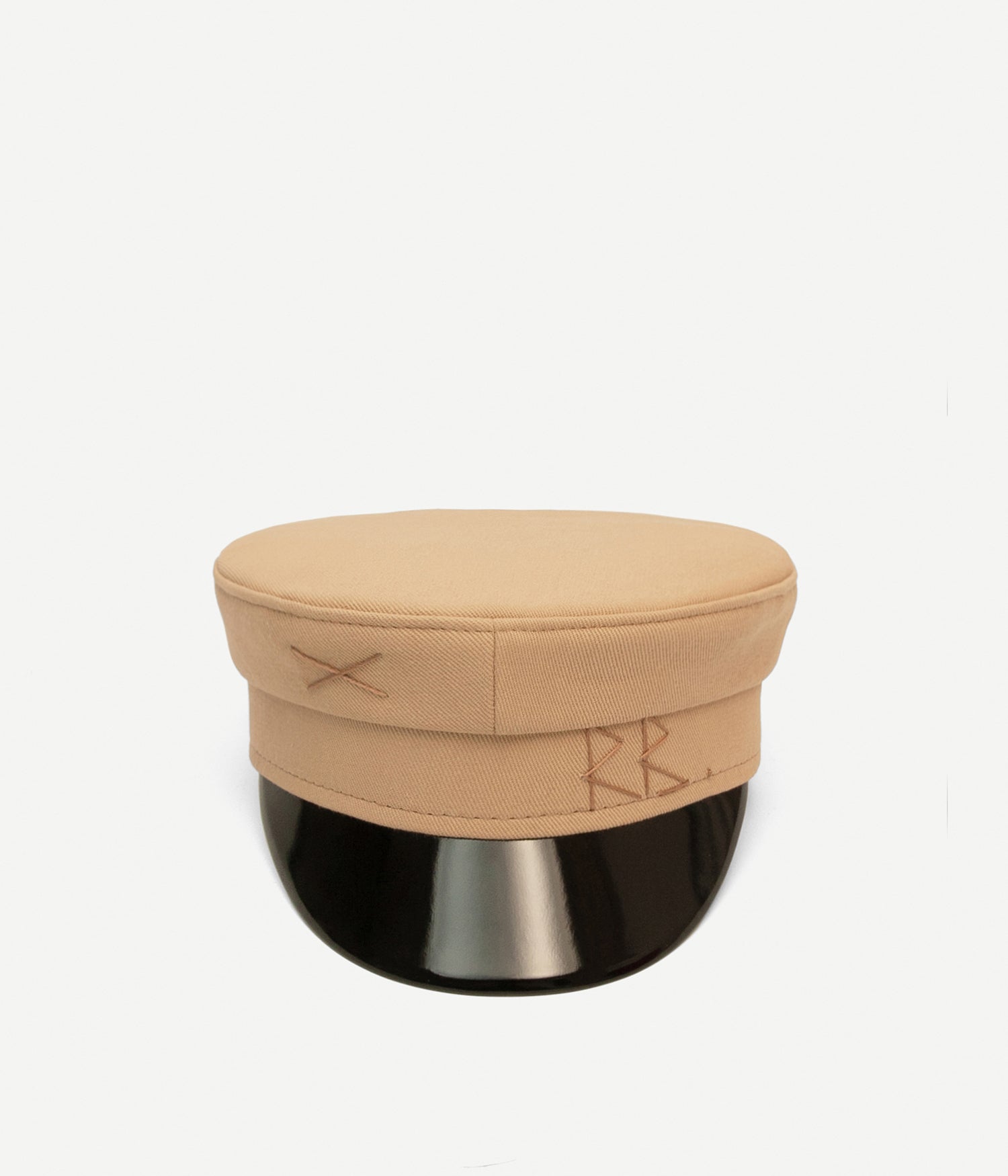 Beige Cotton Baker Boy Cap