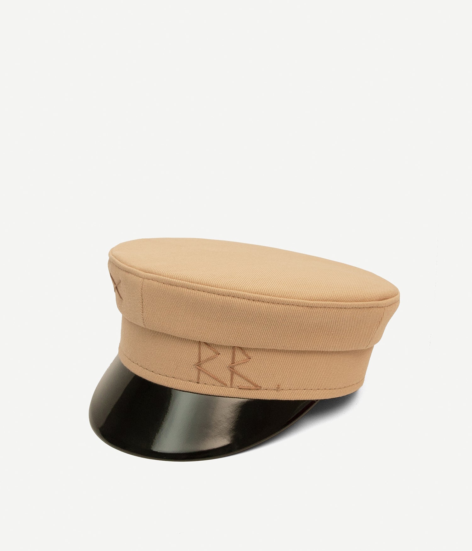 Beige Cotton Baker Boy Cap