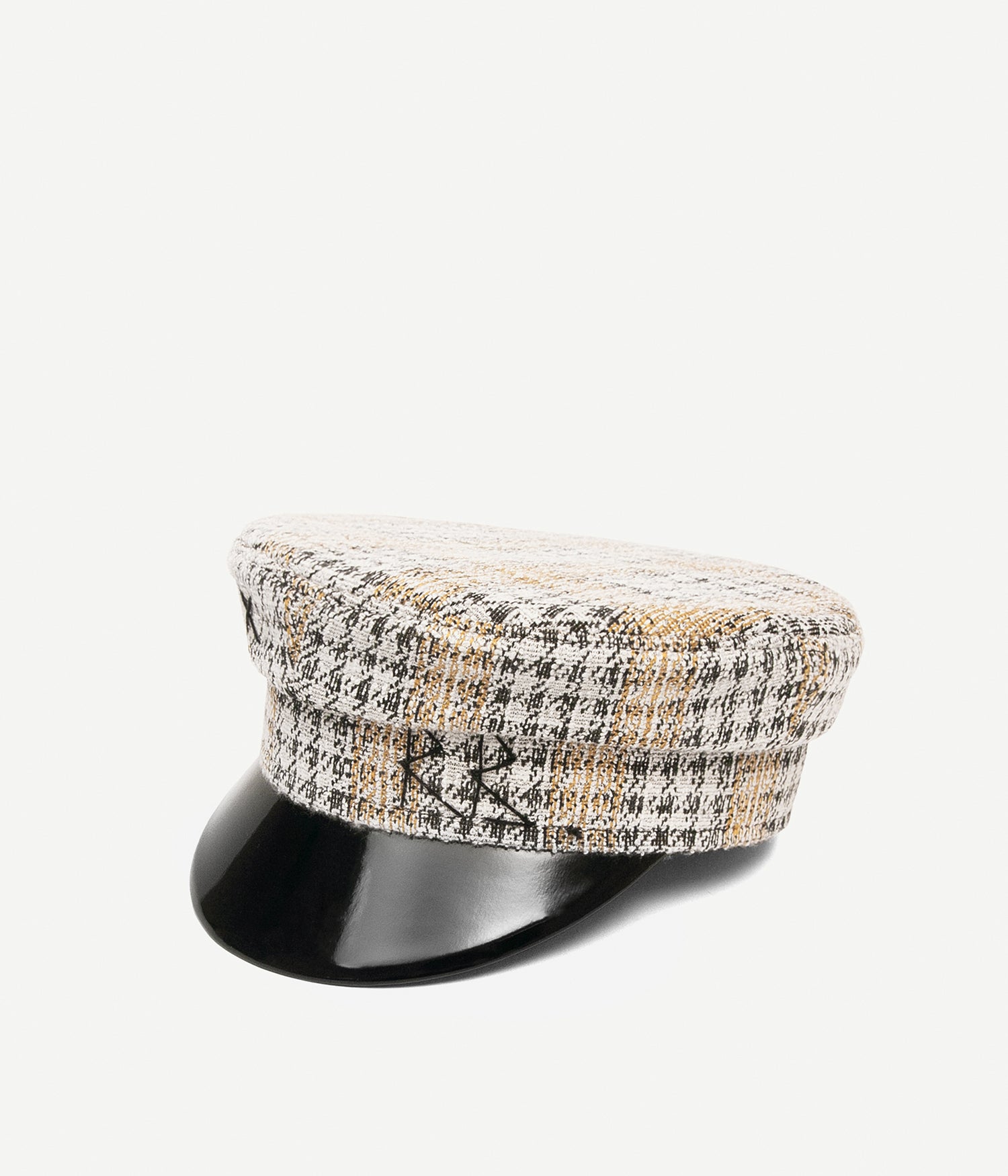 Checked-tweed baker boy cap