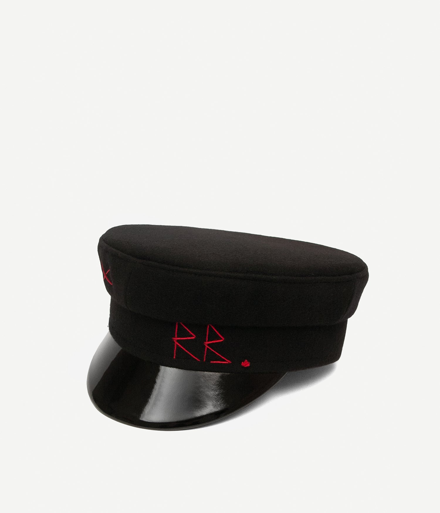 Black Wool Baker Boy Cap