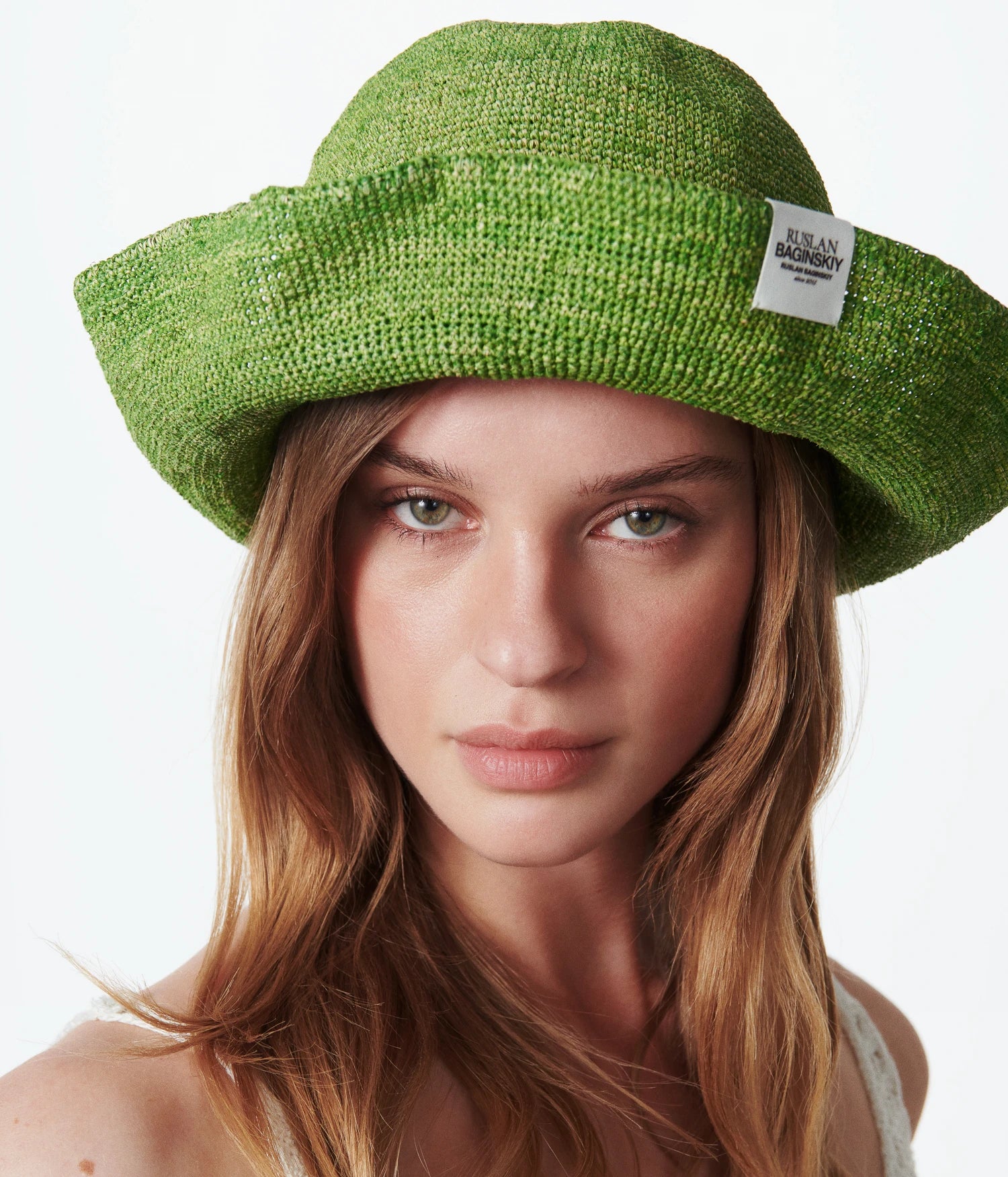 Logo-patch Knitted Straw Bucket Hat