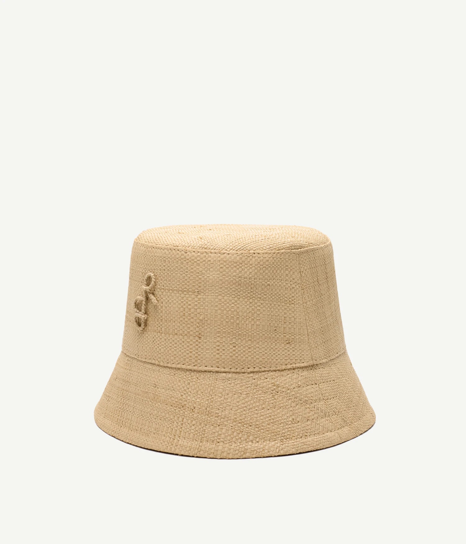 Monogram-embellished Straw Bucket Hat