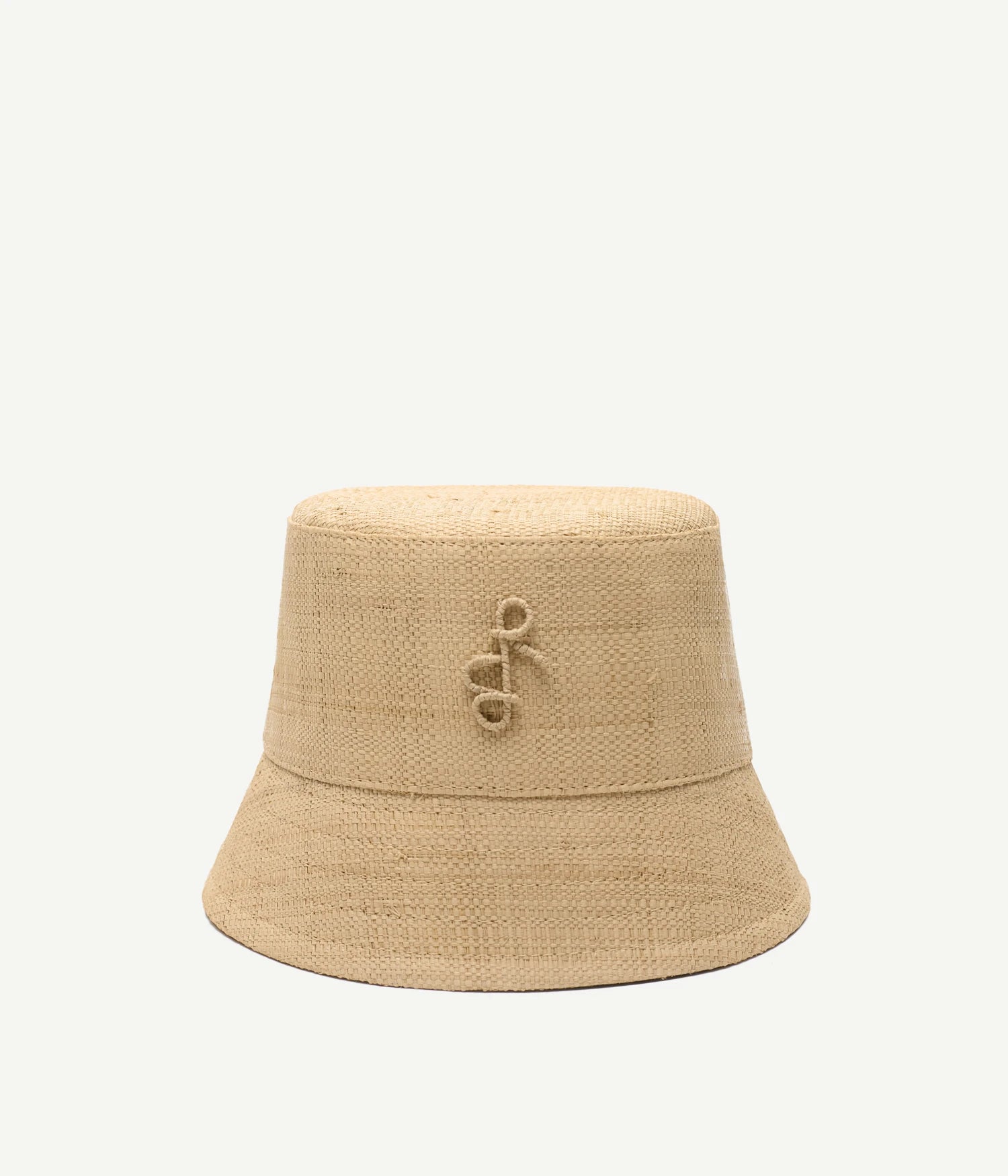 Monogram-embellished Straw Bucket Hat