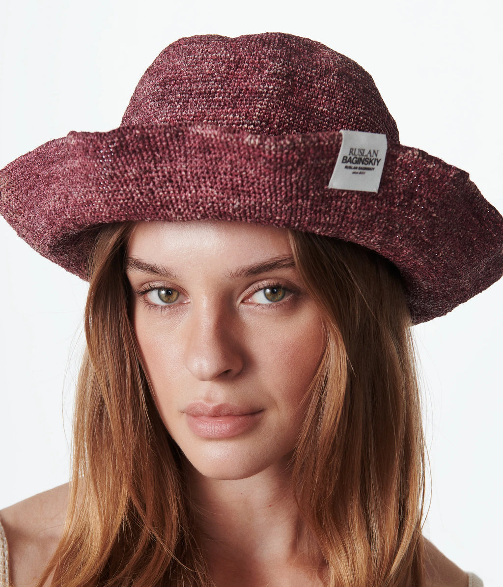 Logo-patch Knitted Straw Bucket Hat • Ruslan Baginskiy Hats