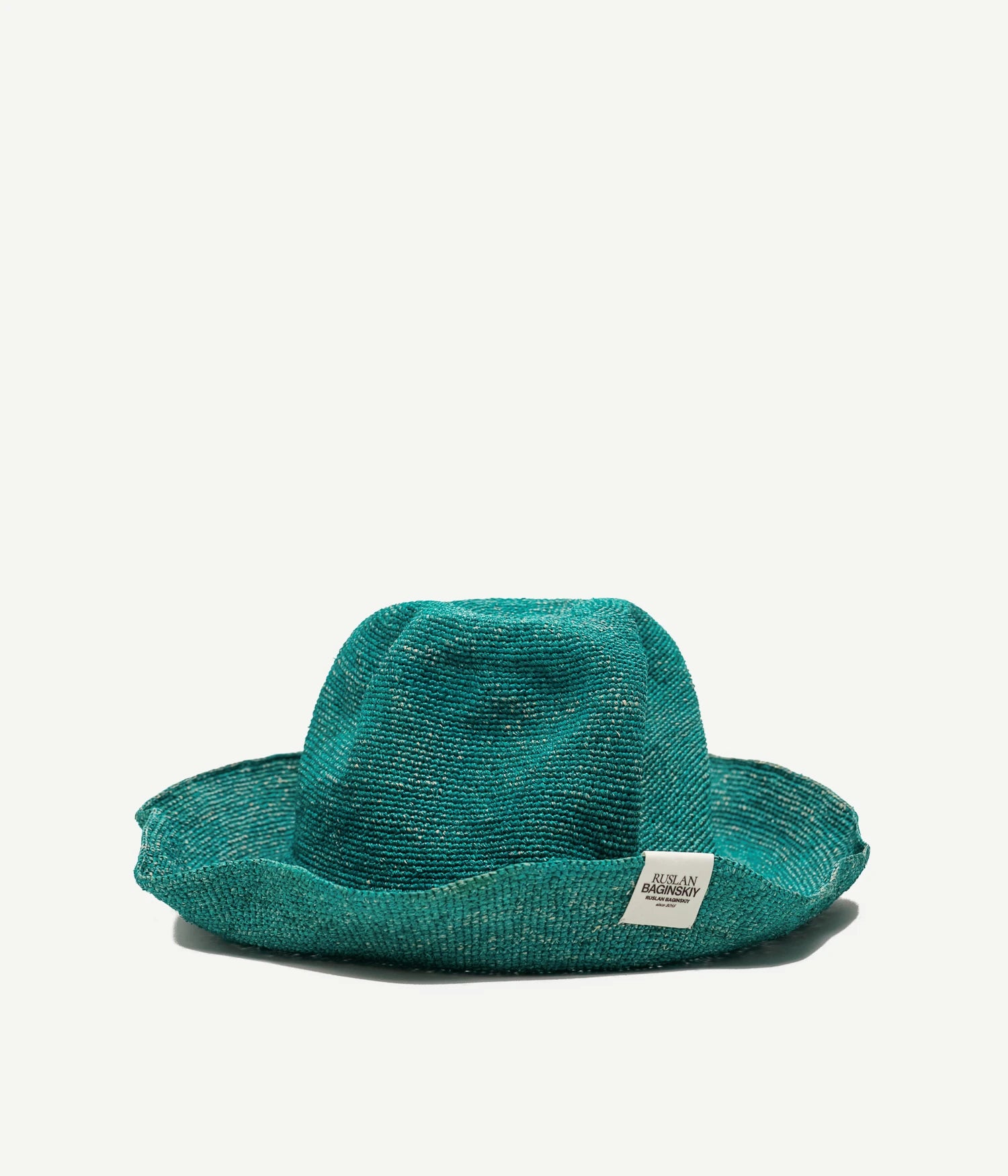 44_LS, Logo-patch Knitted Straw Bucket Hat