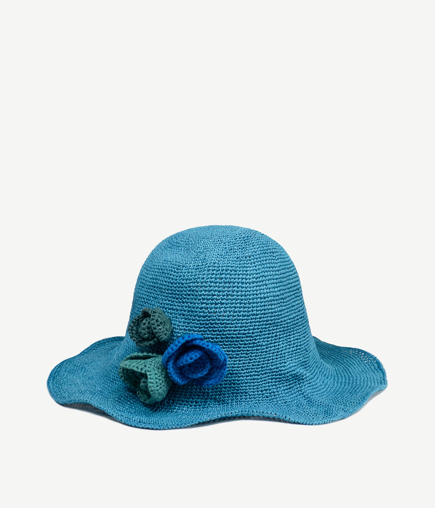 Bucket Hat Embellished with Hand-Knitted Flowers