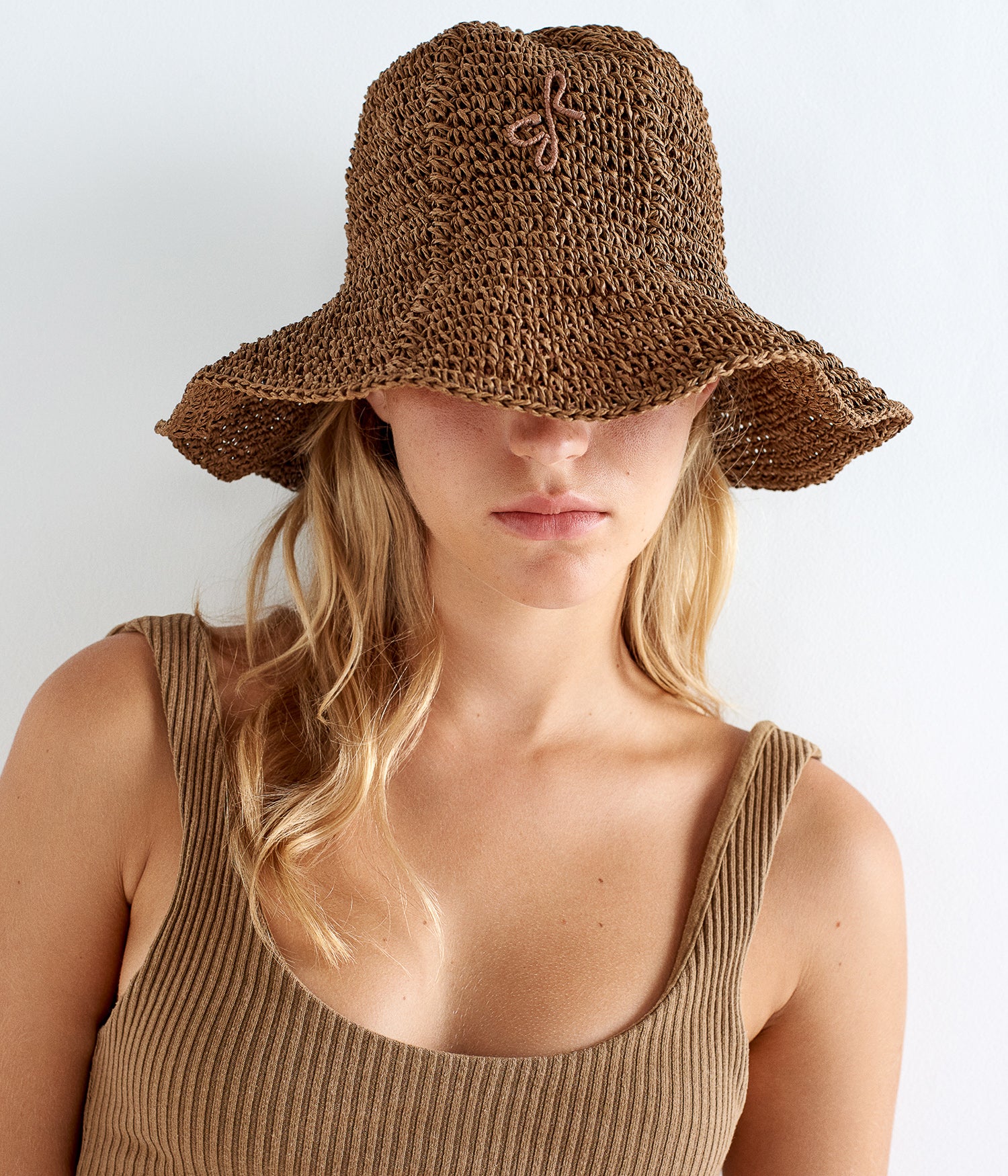 Monogram-Embellished Knitted Bucket Hat